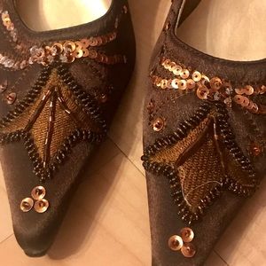 Beaded Satin  pumps
